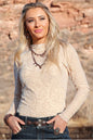 Women's Cruel Denim Cream Western Velvet Burnout Top