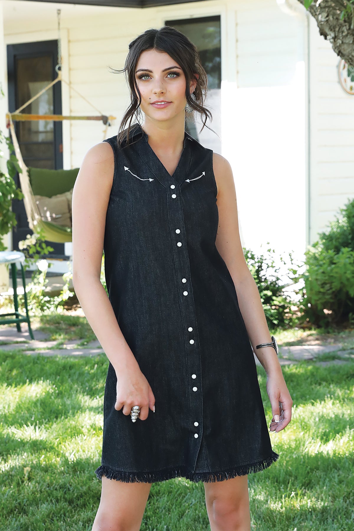 Women's Cruel Denim Chambray Sleeveless Western Dress