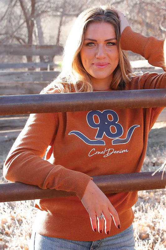 Women's Cruel Denim Crew Neck Sweatshirt - Rust