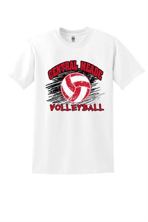 Central Meade Volleyball White Fanfare-Black/Red