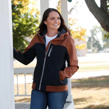 Women's Cinch Brown Color Block Jacket