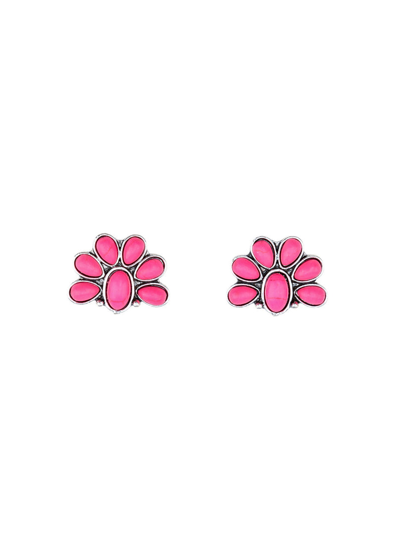 West & Co Half Flower Pink Post Earring