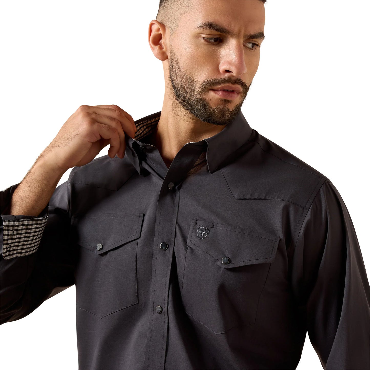 Men's Ariat Wrinkle Free Slub Phantom Snap Shirt