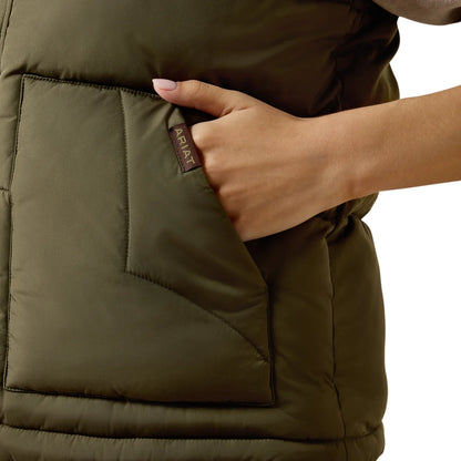 Women's Ariat Frontier Puffer Vest - Ivy Green with Chicory Coffee