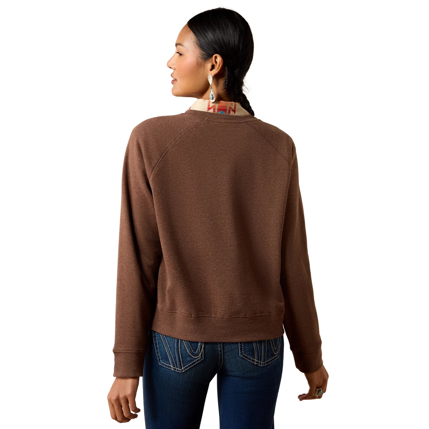 Women's Ariat Essential Chicory Coffee Heather Crew Sweatshirt