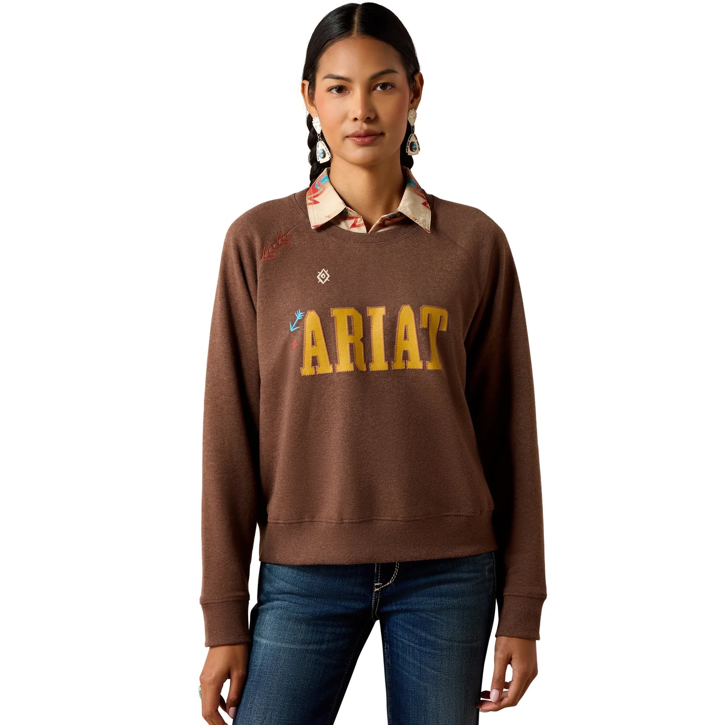Women's Ariat Essential Chicory Coffee Heather Crew Sweatshirt