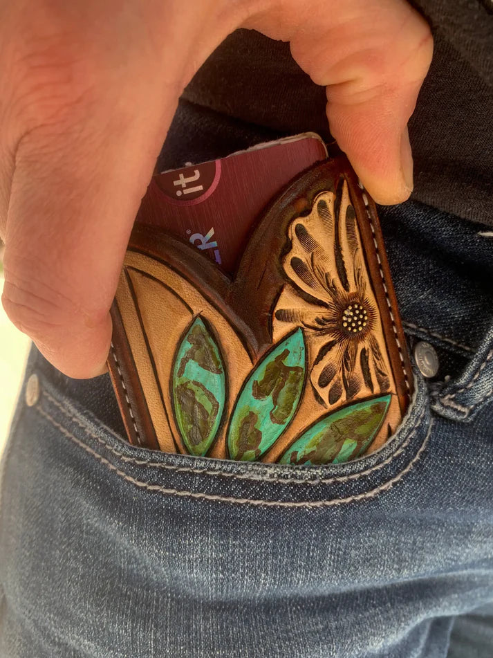 The Rodeo Rose Hand Tooled Leather Boot Wallet