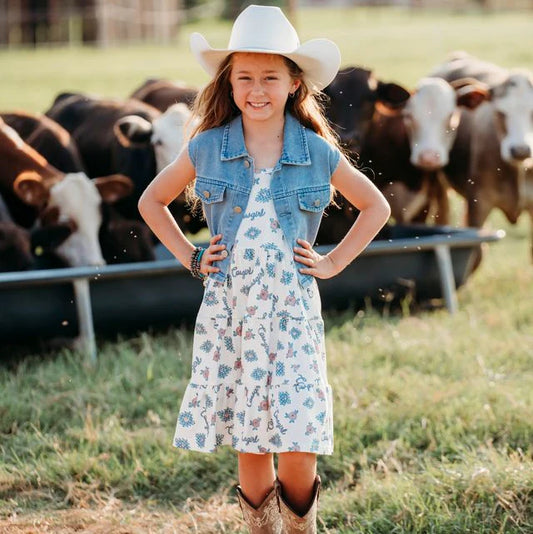 Girl's Shea Baby Retro Cowgirl Vest/Dress Set