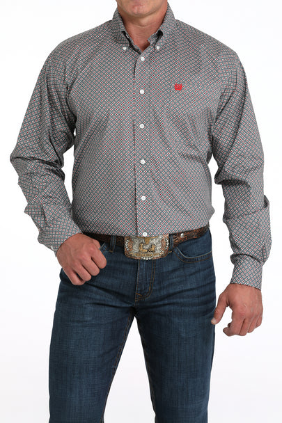 Men's Cinch Grey Geometric Print
