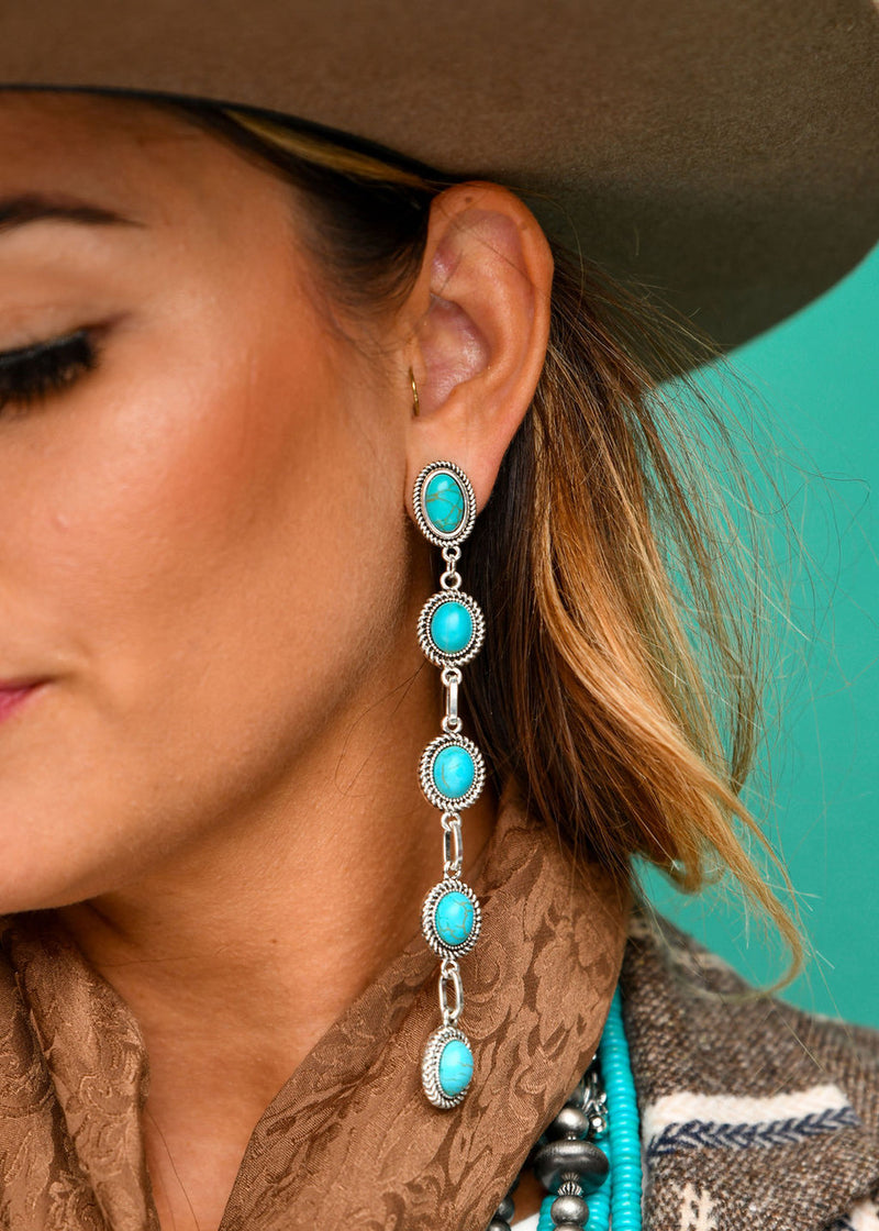 West & Co Turquoise 5 Stone drop Post Earring