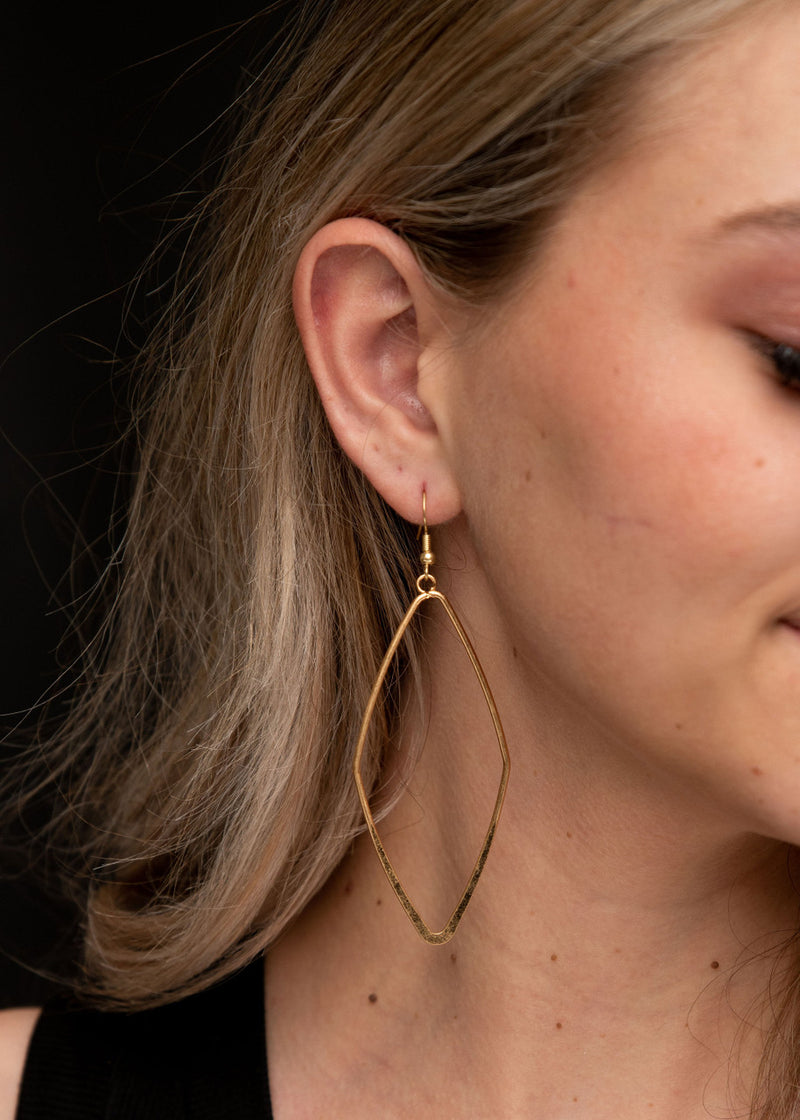 West & Co Burnished Gold Large Diamond Shaped Earrings