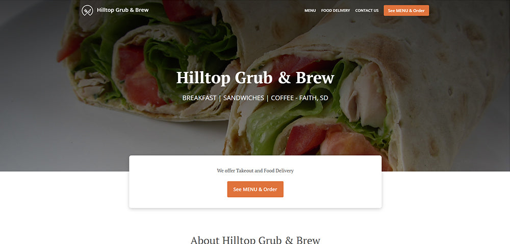 The homepage of Hilltop Grub & Brew