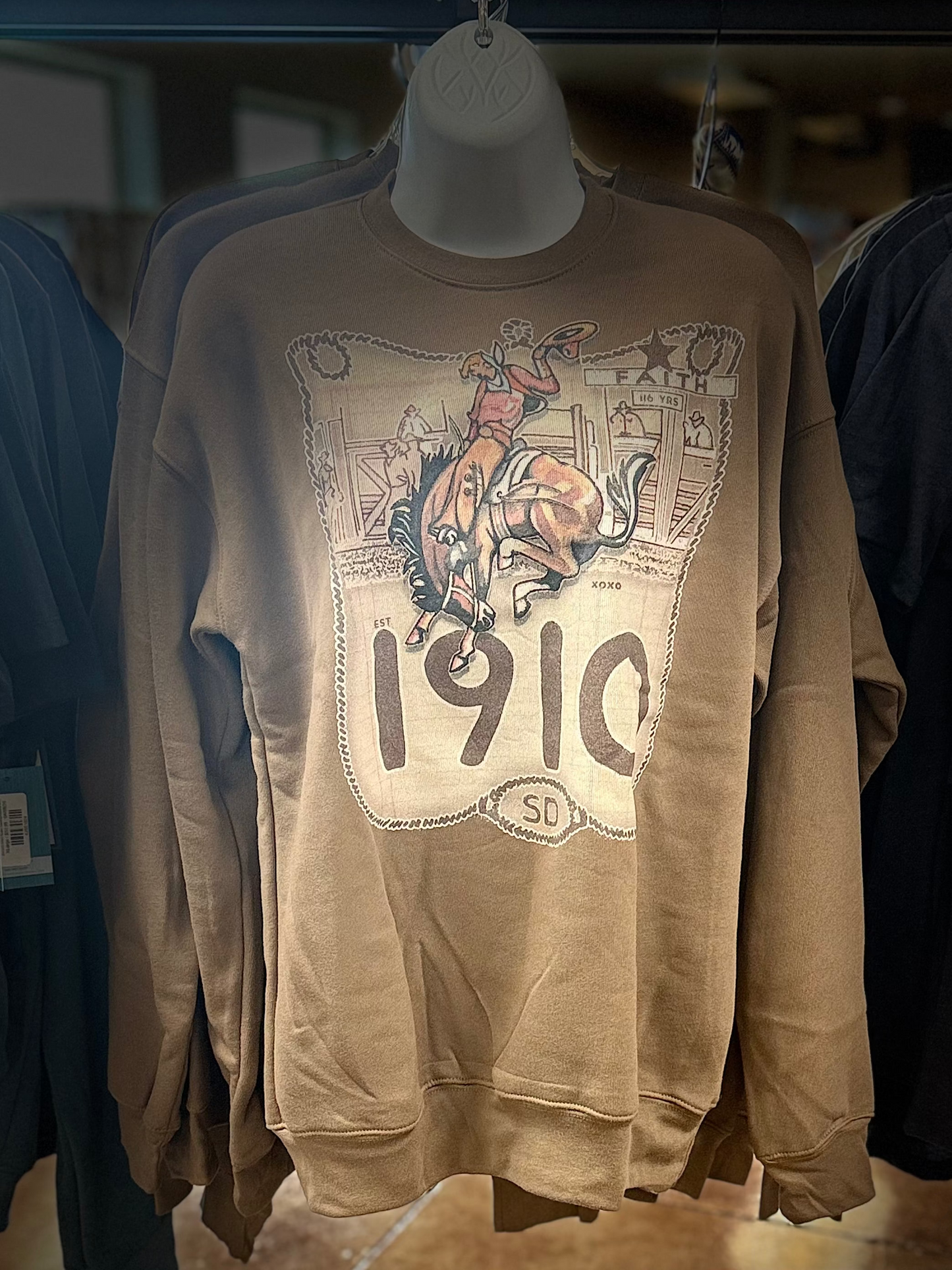 Women's XOXO 'Faith Rodeo 1910' Crewneck - Vintage Brown