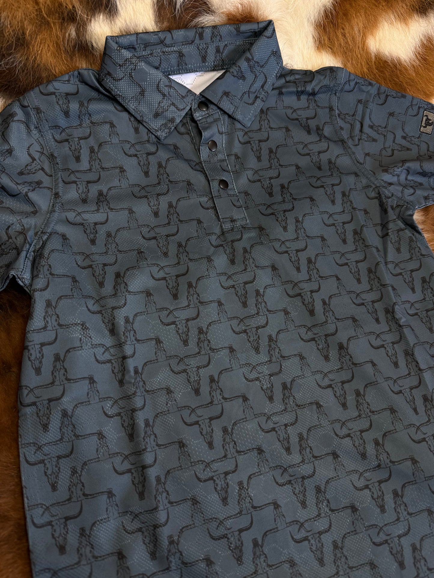 Boy's CH Hombre Skull Short Sleeve Polo - Slate Blue
