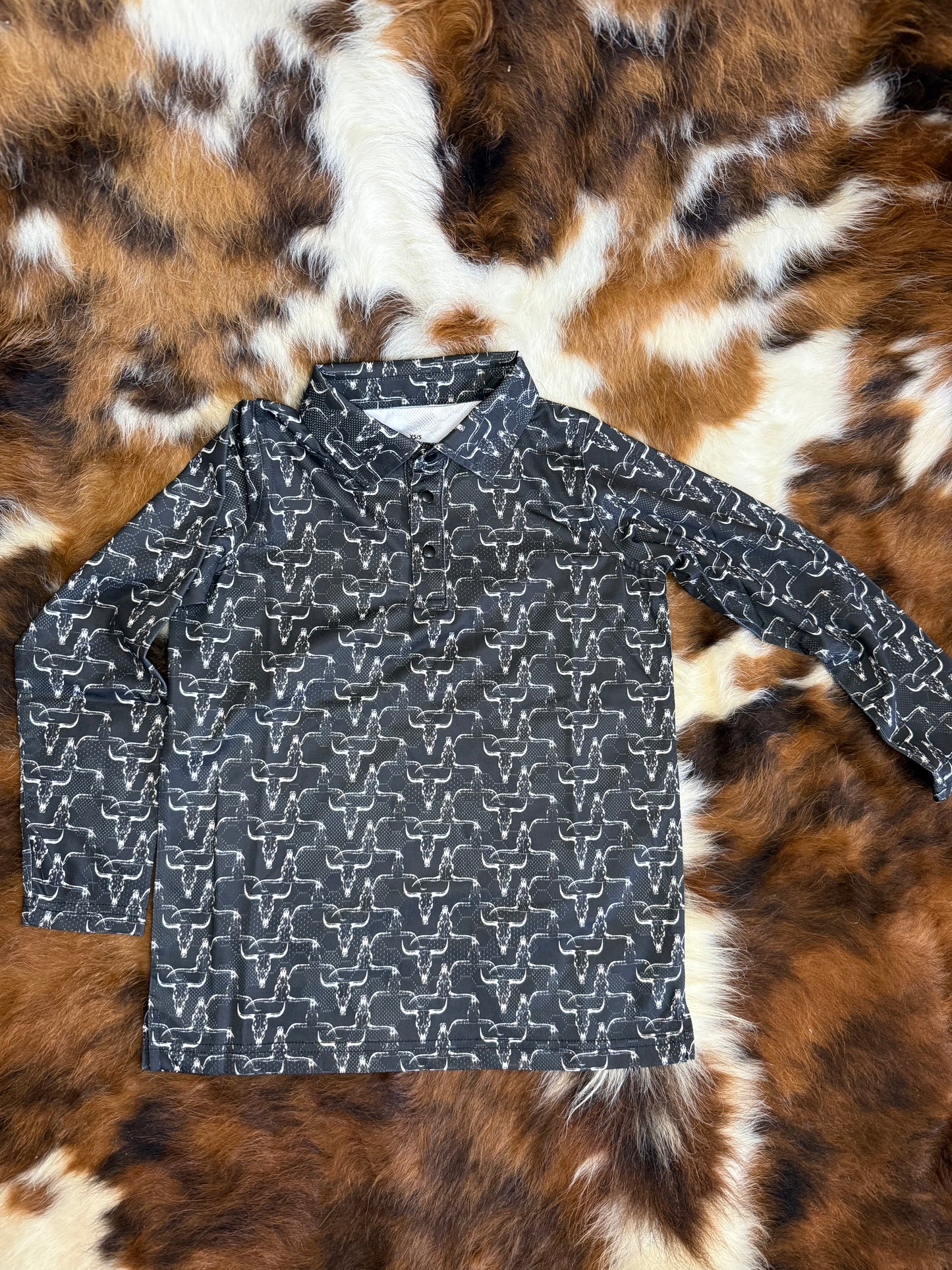 Boy's CH Hombre Skull Long Sleeve Polo - Black