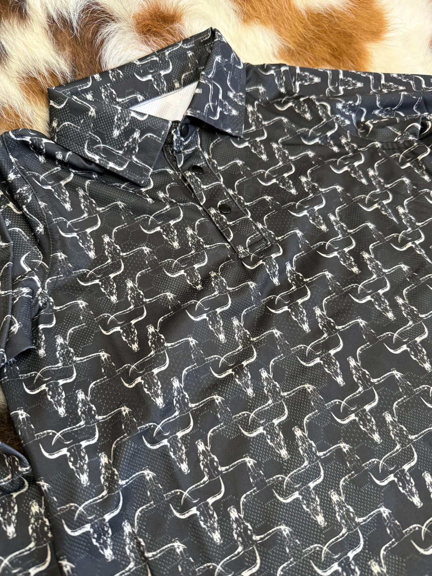 Boy's CH Hombre Skull Long Sleeve Polo - Black