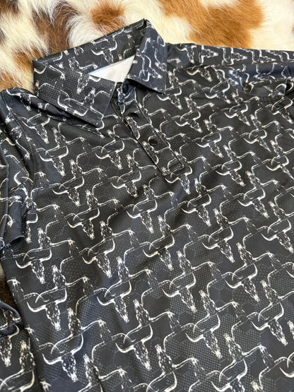 Boy's CH Hombre Skull Long Sleeve Polo - Black