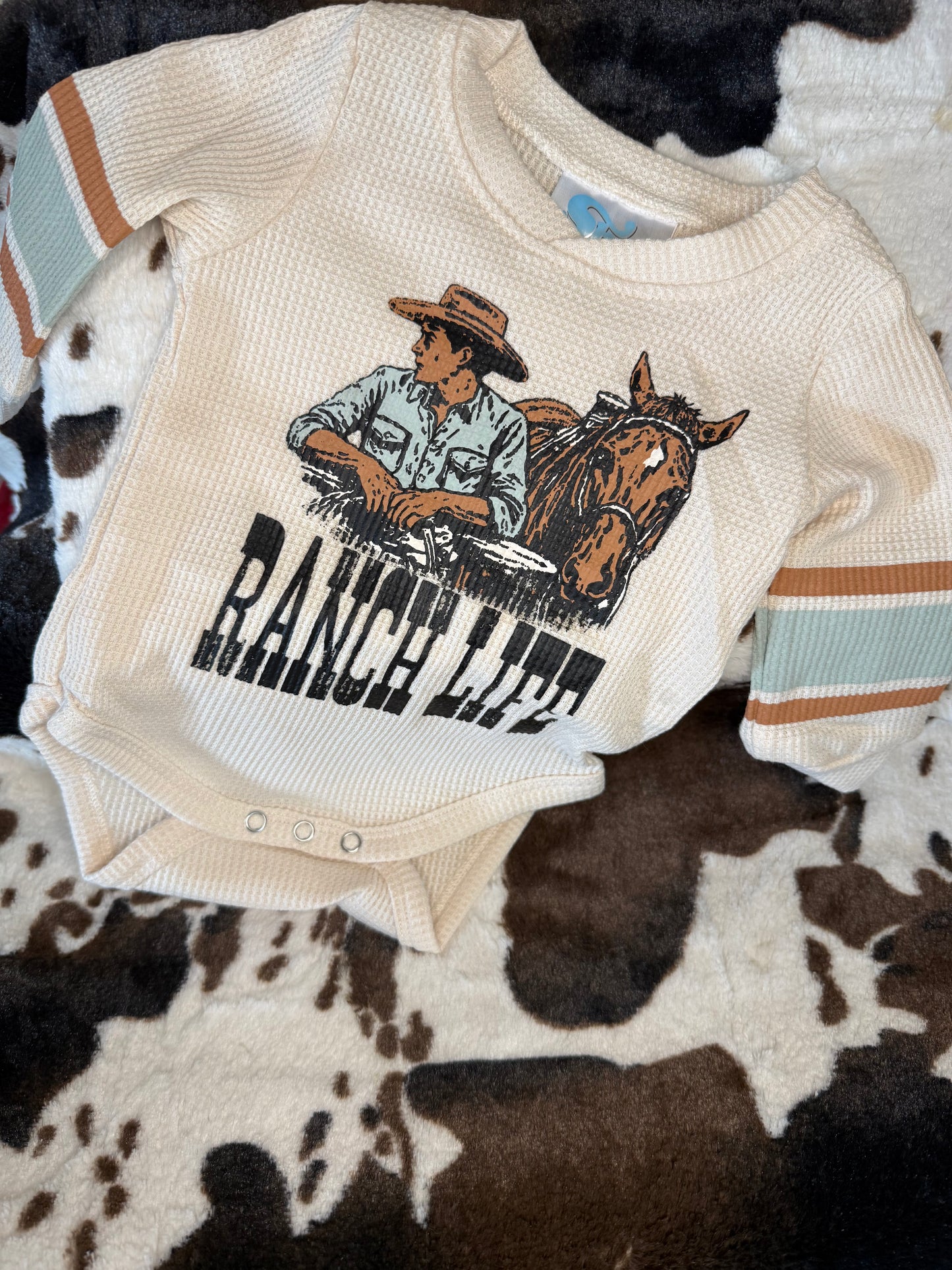 Boy's Shea Baby 'Ranch Life' L/S Waffle Onesie/Shirt