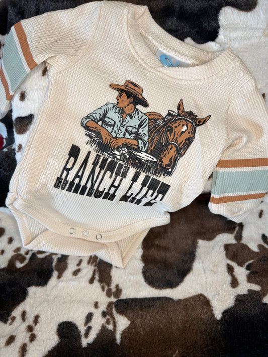 Boy's Shea Baby 'Ranch Life' L/S Waffle Onesie/Shirt