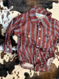 Boy's Shea Baby Vintage Maroon Pin Stripe Snap Shirt