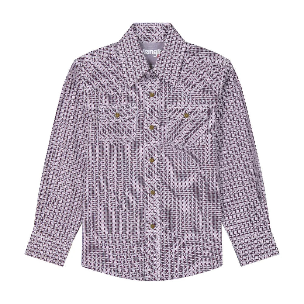 Boy's Wrangler 20X Advanced Comfort Snap Shirt - Gray/Purple