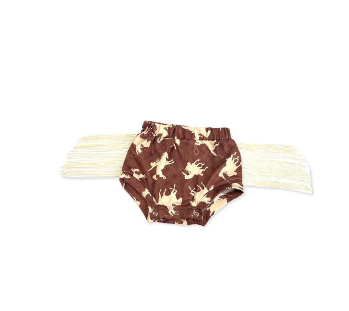 Girl's Shea Baby Brown Cowgirl Shorts & Bummers w/ Fringe