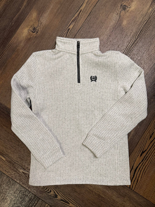 Boy's Cinch 1/4 Zip Knitted Pullover Grey/White