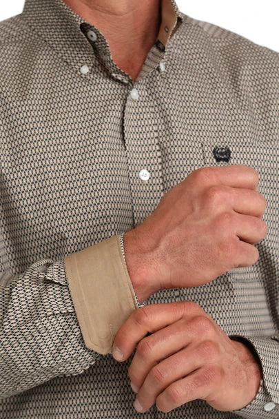 Men's Cinch Khaki Geometric Print Classic Fit