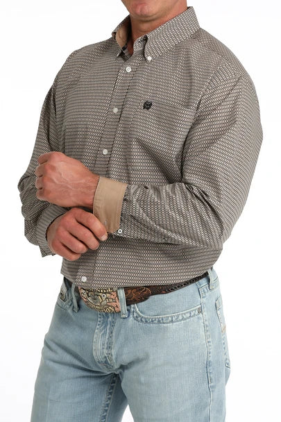 Men's Cinch Khaki Geometric Print Classic Fit