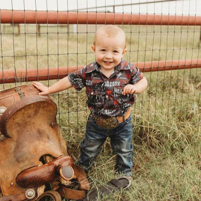 Boy's Shea Baby Rodeo Road Black S/S Pearl Snap Shirt