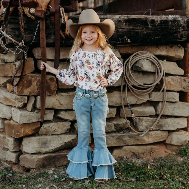 Girl's Shea Baby Pink Vintage Cowgirl L/S Shirt
