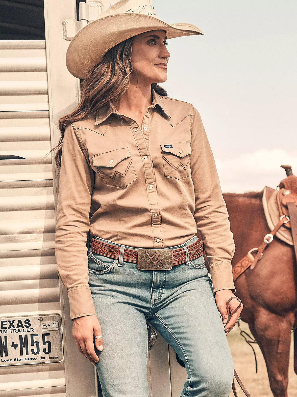 Women's Wrangler Western Snap Work Shirt