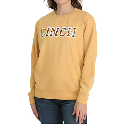 Women's Cinch Long Sleeve Logo Sweatshirt - Gold