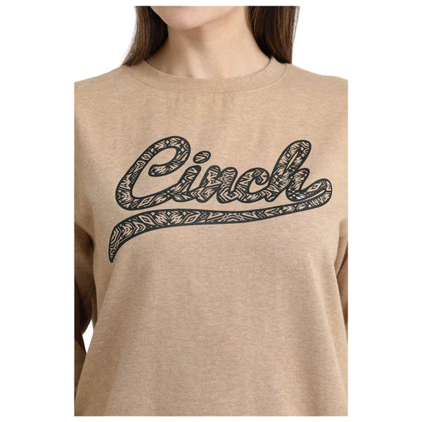 Women's Cinch Long Sleeve Logo Sweatshirt - Heather Brown