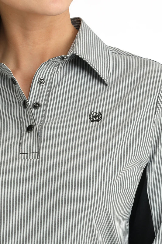 Women's Cinch Hybrid ArenaFlex Long Sleeve - Black Striped