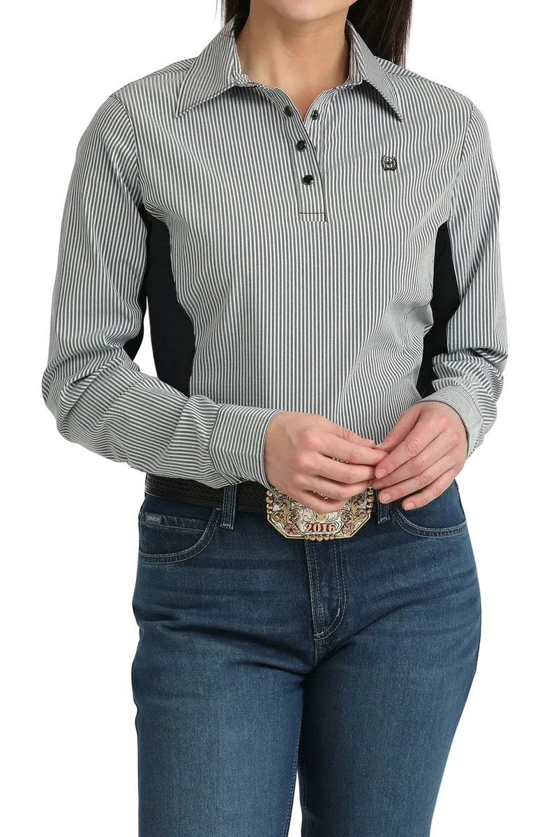 Women's Cinch Hybrid ArenaFlex Long Sleeve - Black Striped