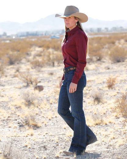 Women's Cinch Long Sleeve Western Burgundy Stripe Shirt