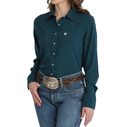 Women's Cinch Arena Flex Teal Long Sleeve Button Up Shirt