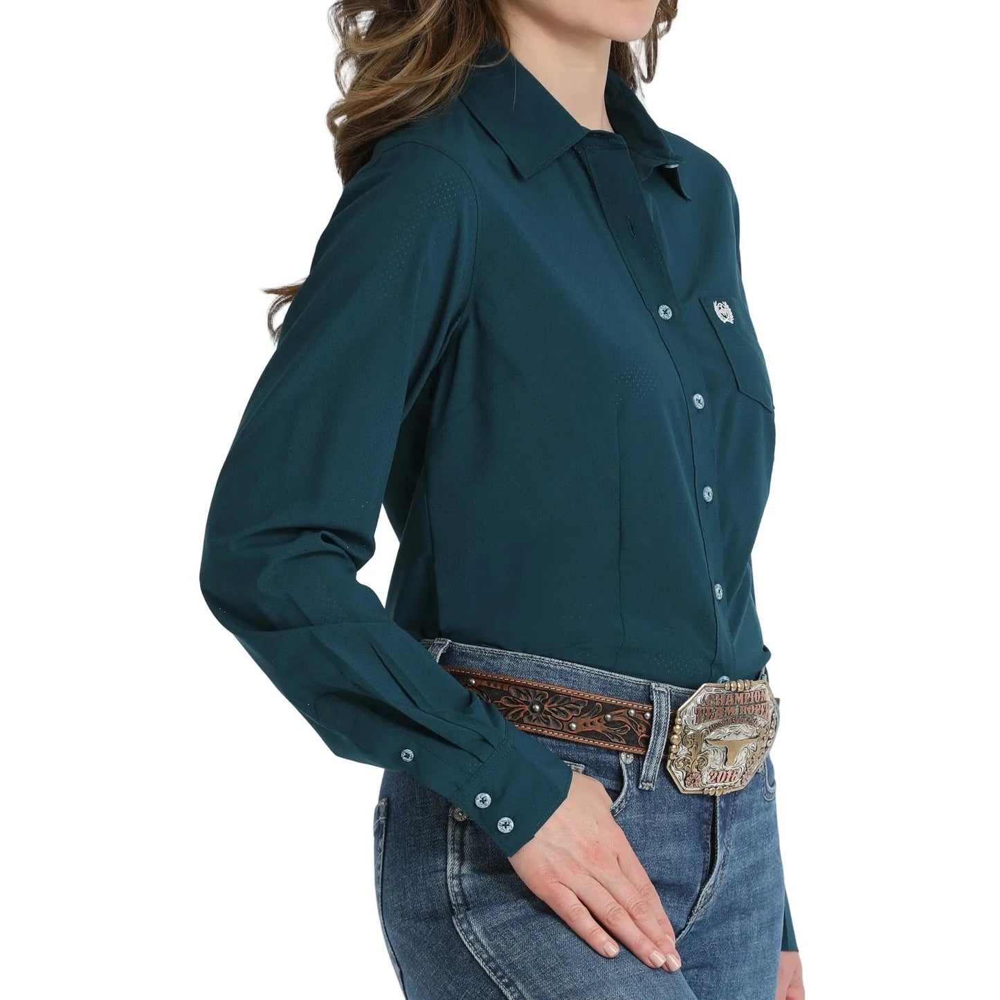 Women's Cinch Arena Flex Teal Long Sleeve Button Up Shirt