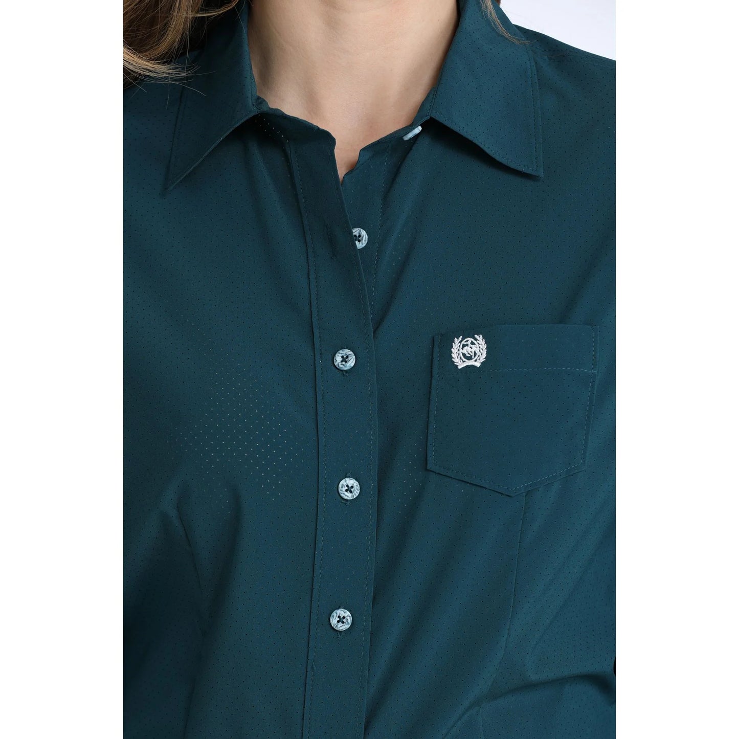 Women's Cinch Arena Flex Teal Long Sleeve Button Up Shirt