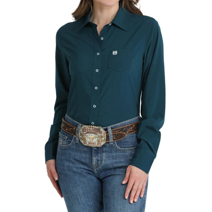 Women's Cinch Arena Flex Teal Long Sleeve Button Up Shirt