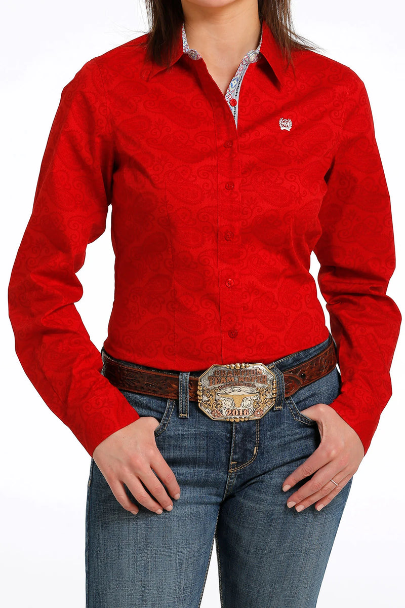 Cinch Women's Red Paisley Button Western Shirt