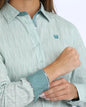 Women's Cinch Feather Print Western Shirt - Light Green