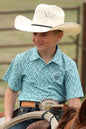 Boy's Cinch Short Sleeve Teal Western Shirt