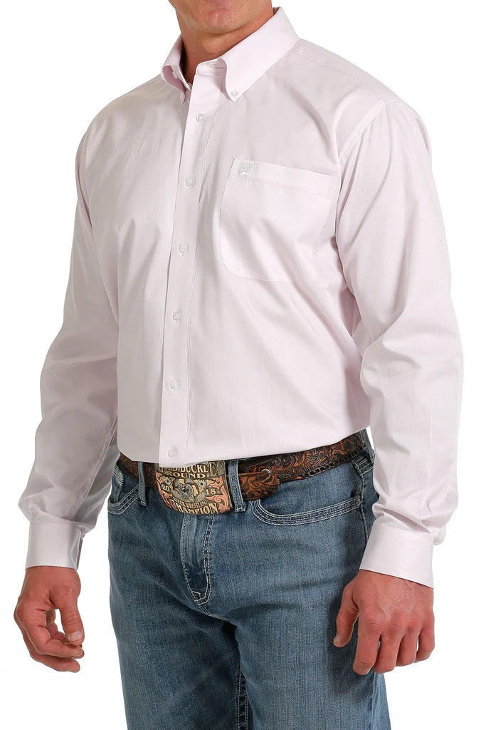Cinch Men's Stripped Long Sleeve Button Down Shirt-Pink