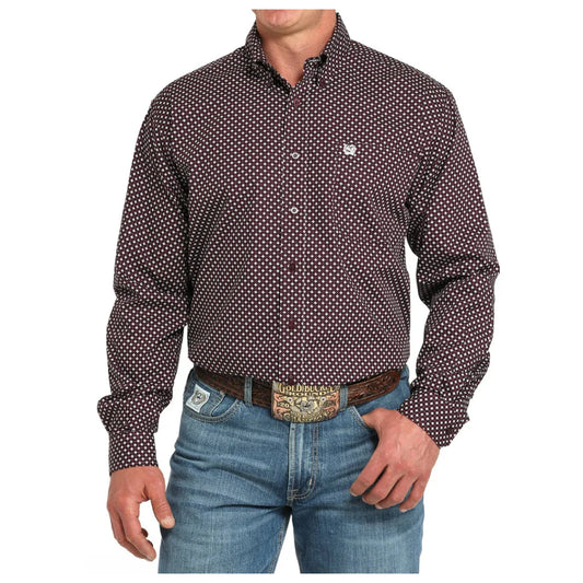 Men's Cinch Western Button Down Shirt - Purple Print