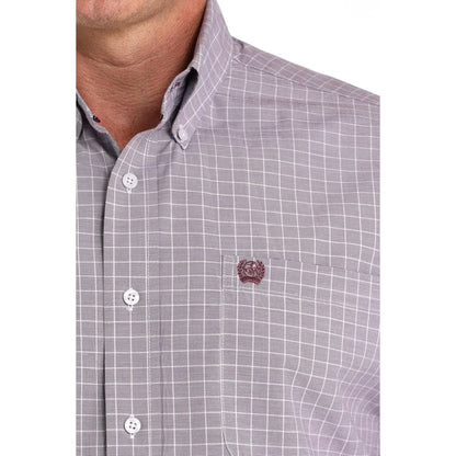 Men's Cinch Light Purple Plaid Print Western Shirt