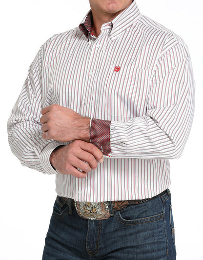 Men's Cinch Long Sleeve Tencel Stripe Button Down Shirt