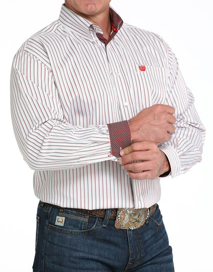 Men's Cinch Long Sleeve Tencel Stripe Button Down Shirt