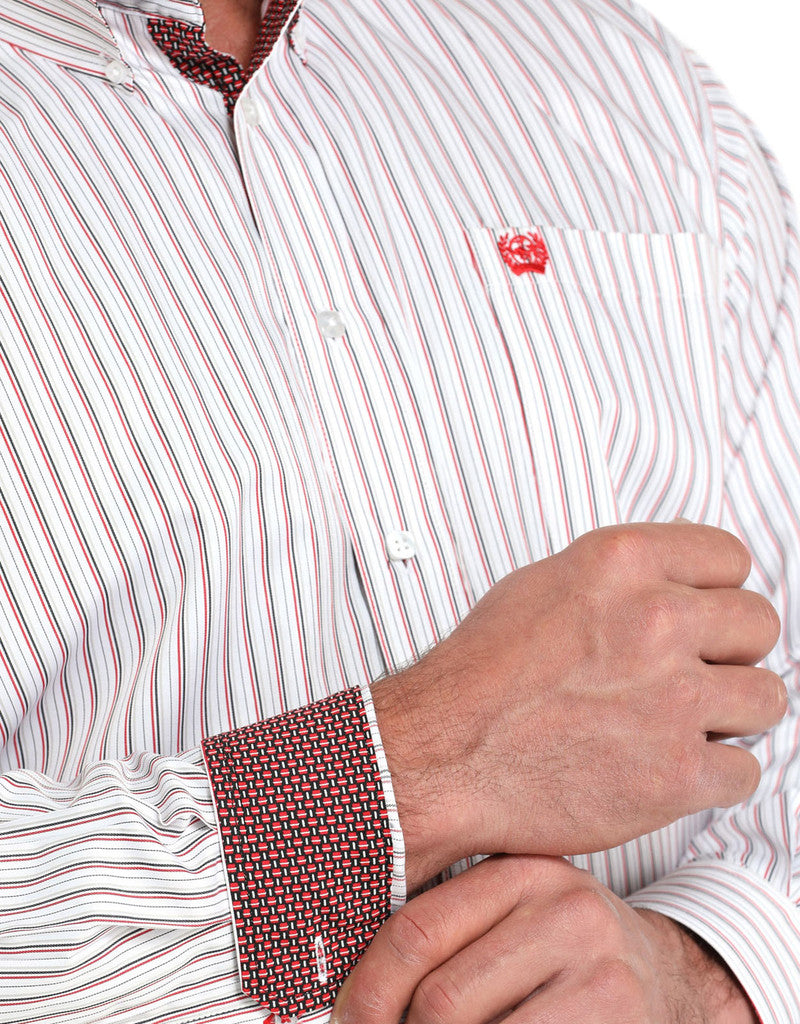 Men's Cinch Long Sleeve Tencel Stripe Button Down Shirt